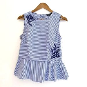 Brooks Brothers Embroidered Peplum Top